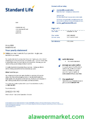 United Kingdom Standard Life business utility bill template in Word and PDF formats